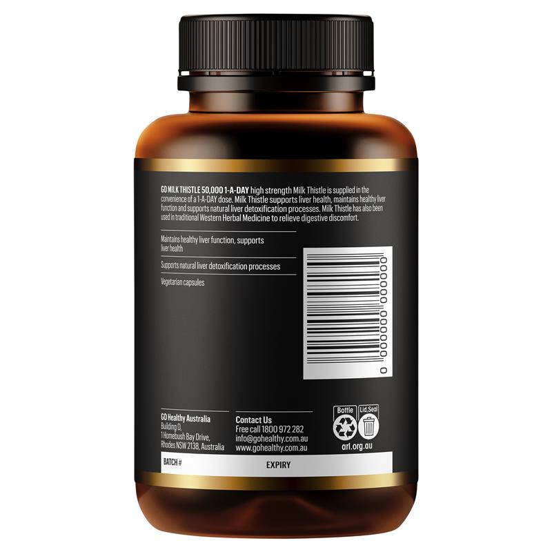Load image into Gallery viewer, Go Healthy Milk Thistle 50000mg 1-A-Day 120 Vege Capsules Exclusive Size
