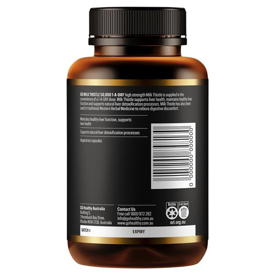 Go Healthy Milk Thistle 50000mg 1-A-Day 120 Vege Capsules Exclusive Size