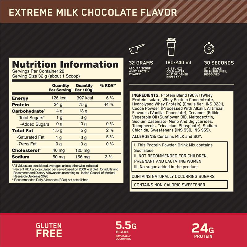 Load image into Gallery viewer, Optimum Nutrition Gold Standard 100% Whey Extreme Milk Chocolate 907g
