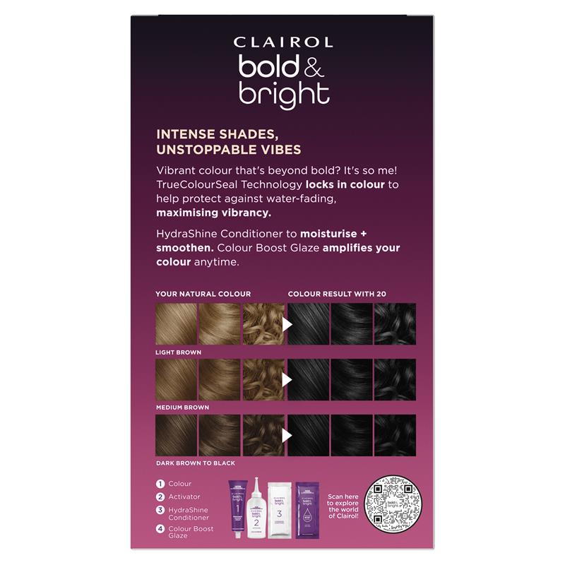 Load image into Gallery viewer, Clairol Bold &amp; Bright Permanent Hair Colour 20 Midnight Black
