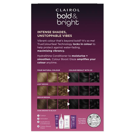 Clairol Bold & Bright Permanent Hair Colour 20 Midnight Black