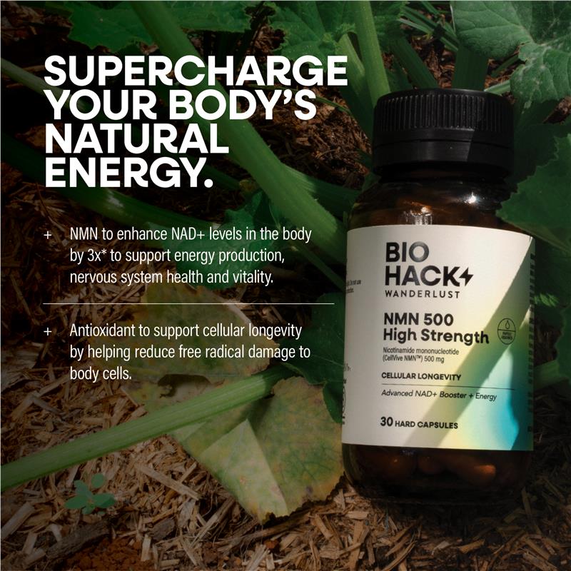 Load image into Gallery viewer, BioHack Wanderlust NMN 500 High Strength 30 Capsules
