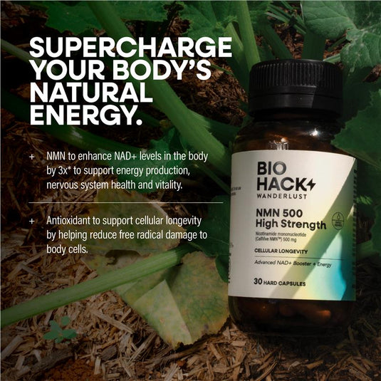 BioHack Wanderlust NMN 500 High Strength 30 Capsules