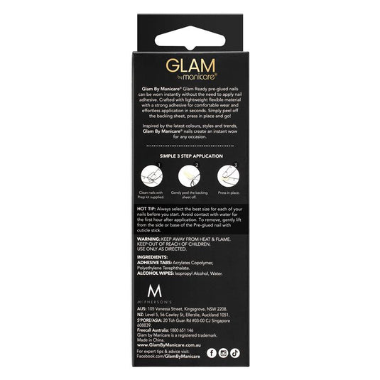 Glam By Manicare Glam Ready Pre-Glued Nails Barefoot In Bail 30 Pieces