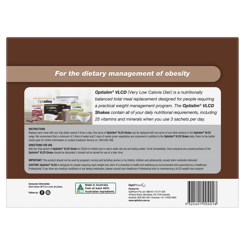 Load image into Gallery viewer, Optislim VLCD Meal Replacement Shake Chocolate 21x43g Sachets
