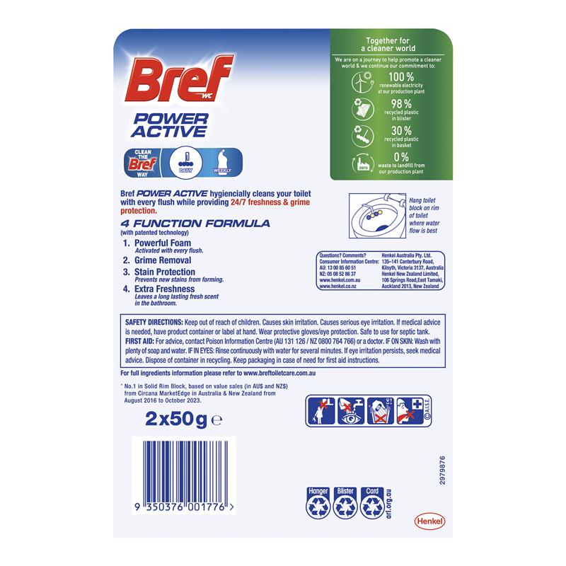 Load image into Gallery viewer, Bref Power Active Toilet Cleaner Block Lemon Twin Pack 100g
