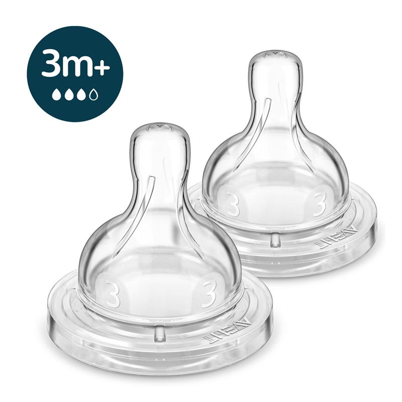 Load image into Gallery viewer, Avent Teat Silicone 3M+ Medium Flow 2 Pack
