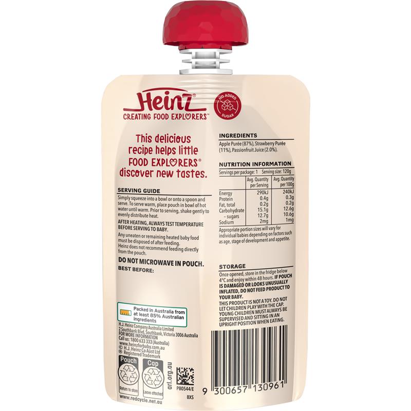 Load image into Gallery viewer, Heinz Apple Strawberry &amp; Passionfruit Pouch 120g 8m+
