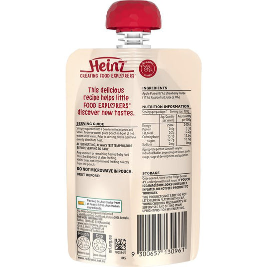 Heinz Apple Strawberry & Passionfruit Pouch 120g 8m+