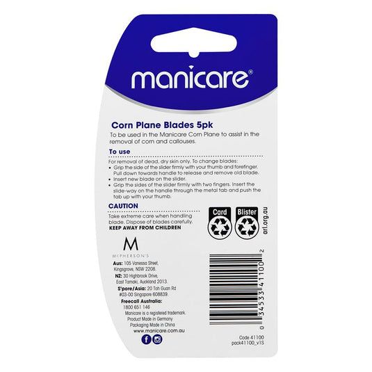 Manicare Corn Plane Blades 5 Pack