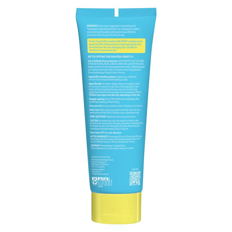 Load image into Gallery viewer, Cancer Council SPF50+ Ultra Sensitive Kids 150ml
