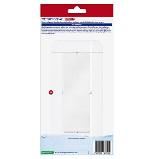 Elastoplast Waterproof Dressing 4XL 10cm x 20cm 5 Pack