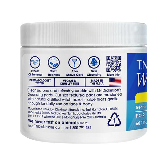 TN Dickinsons Witch Hazel Cleansing Pads 60