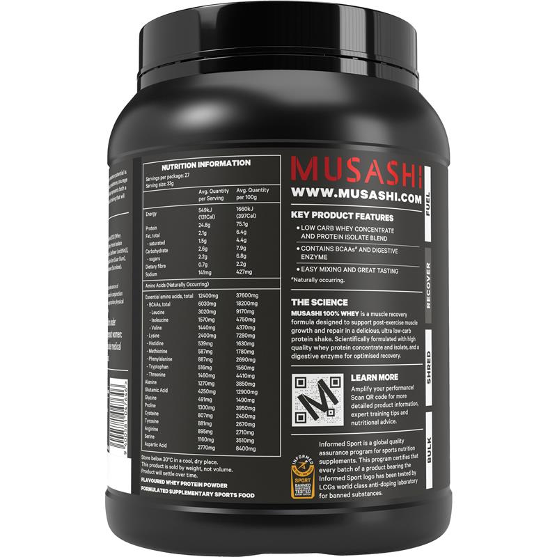 Load image into Gallery viewer, Musashi 100% Whey Chocolate 900g
