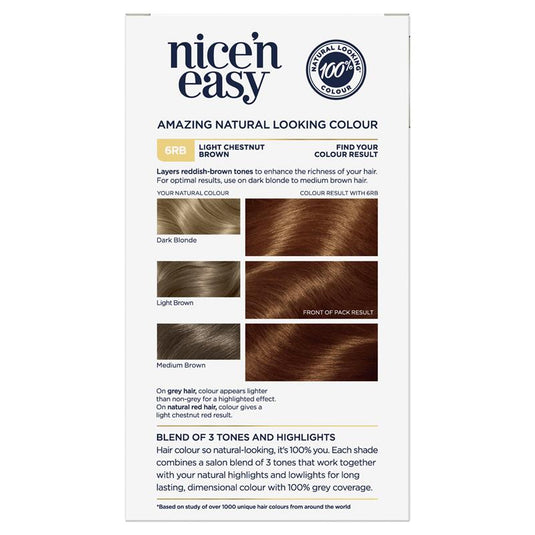 Clairol Nice N Easy 6RB Light Chestnut Brown Permanent Hair Colour