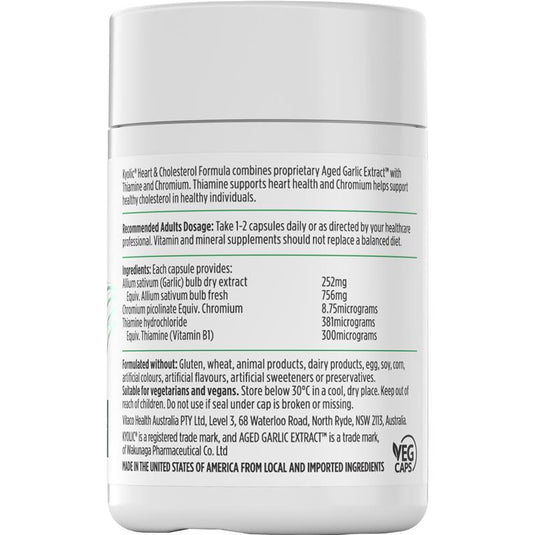 Nutra-Life Kyolic Aged Garlic Extract Heart & Cholesterol Formula 60 Capsules