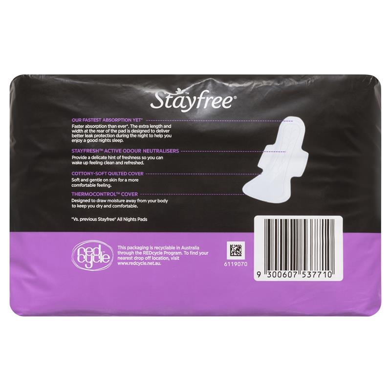 Load image into Gallery viewer, Stayfree All Night Sanitary Pads With Wings 10 Pack
