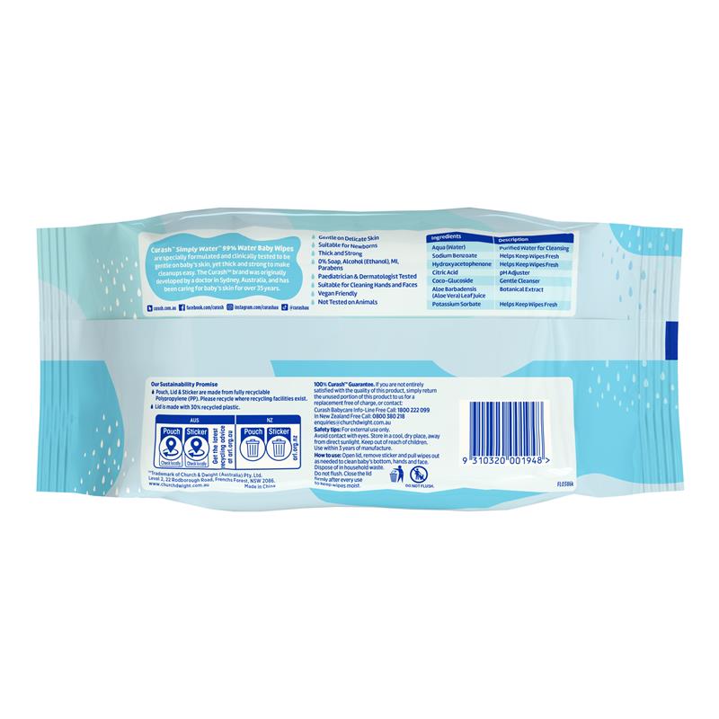 Load image into Gallery viewer, Curash Simply Water Wipes 80 Pack
