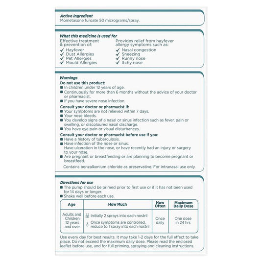 Nasonex Allergy Non-Drowsy 24 Hour Nasal Spray Twin Pack 2 x 140 Sprays