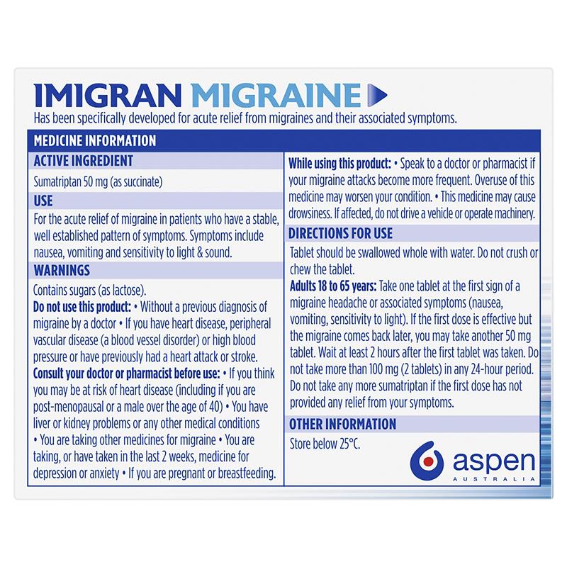 Load image into Gallery viewer, Imigran Migraine 50mg 2 Tablets - Sumatriptan (S3)
