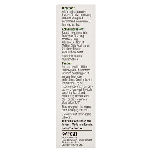 Bosisto's Eucalyptus Throat Lozenges 50g