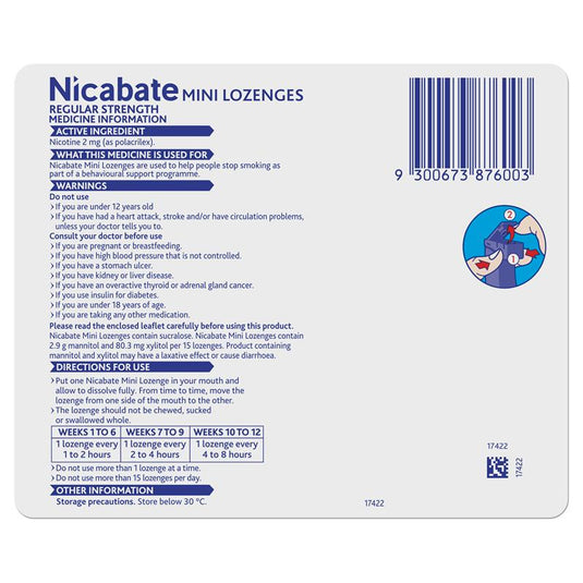 Nicabate Minis 2mg 60 Lozenges