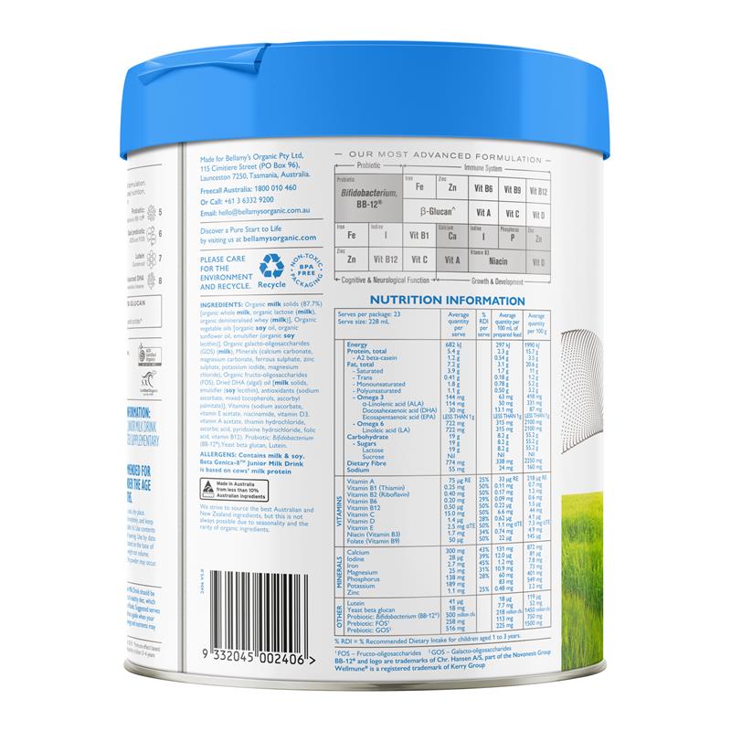 Load image into Gallery viewer, Bellamys Beta Genica-8 Step 4 Junior Milk Drink 800g
