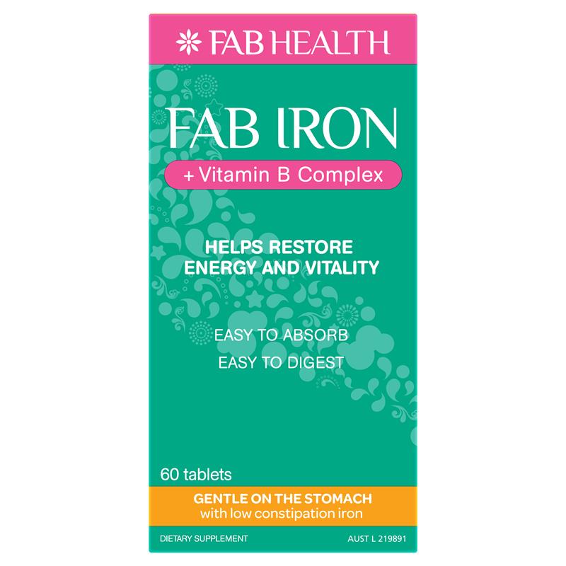 Load image into Gallery viewer, Fab Iron + Vitamin B Complex 60 Tablets
