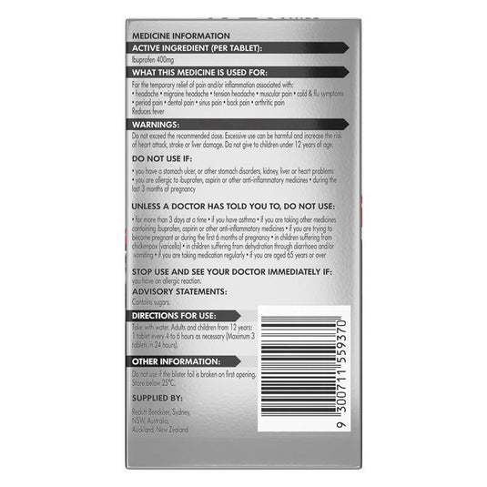 Nurofen Double Strength Pain and Inflammation Relief 400mg Tablets 24 - Ibuprofen (S3)