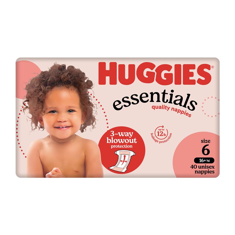 Load image into Gallery viewer, Huggies Essentials Size 6 16kg &amp; Over 40 Nappies
