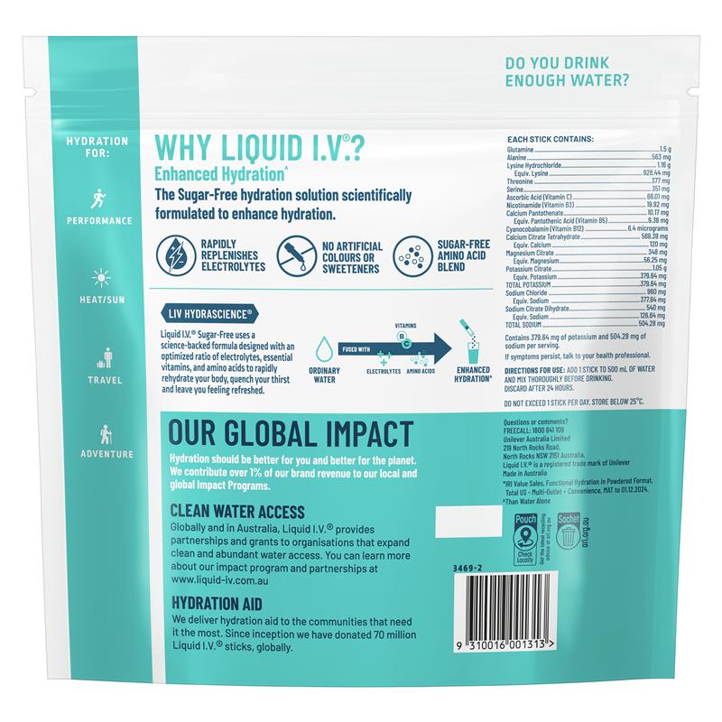 Load image into Gallery viewer, Liquid IV Hydration Sugar Free Raspberry Melon 24 Sachets
