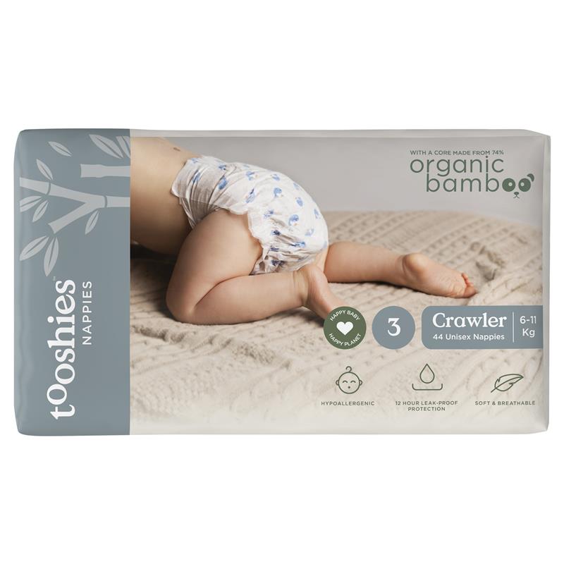 Load image into Gallery viewer, Tooshies Eco Nappies with Organic Bamboo Size 3 Crawler 6-11kg, 44 Pack

