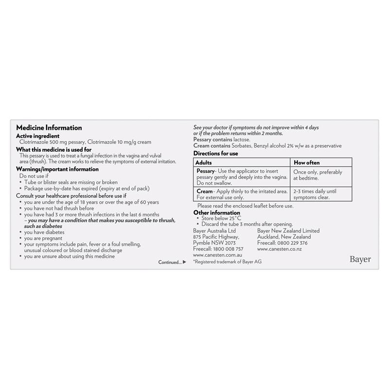 Load image into Gallery viewer, Canesten 1 Day Thrush Treatment Pessary &amp; External Cream - Clotrimazole (S3)
