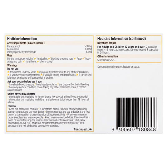 Codral Cold & Flu + Mucus Cough 24 Capsules