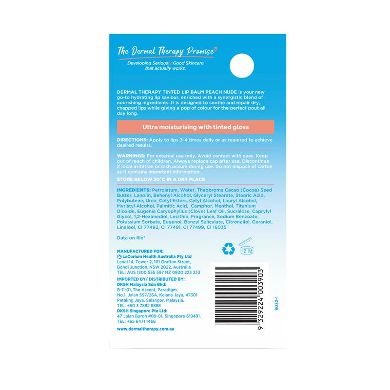 Load image into Gallery viewer, Dermal Therapy Tinted Lip Balm Peach Nude 8g
