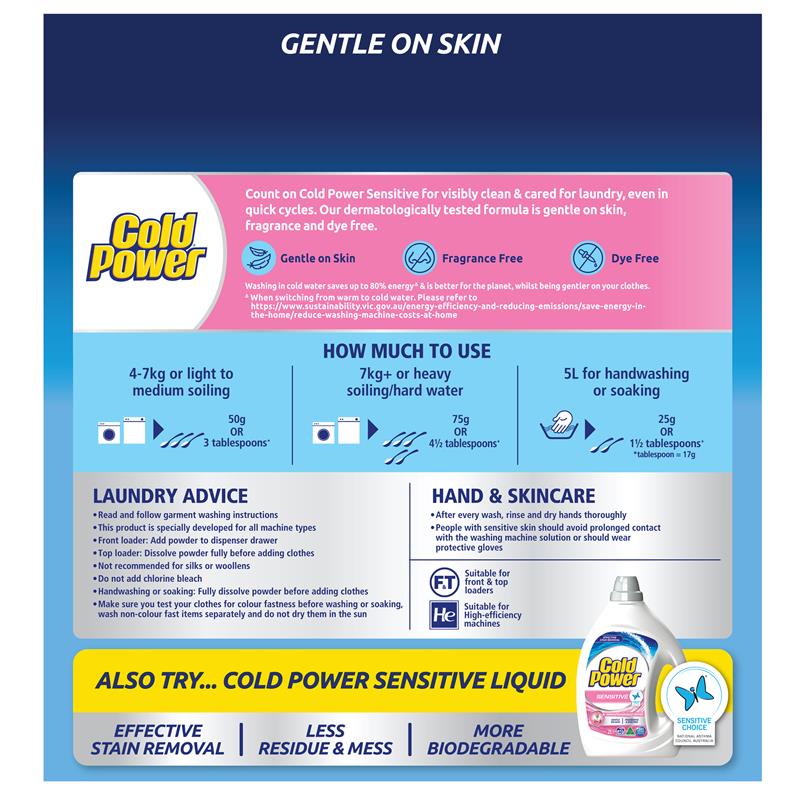 Load image into Gallery viewer, Cold Power Sensitive Pure Clean Laundry Detergent Powder 2kg
