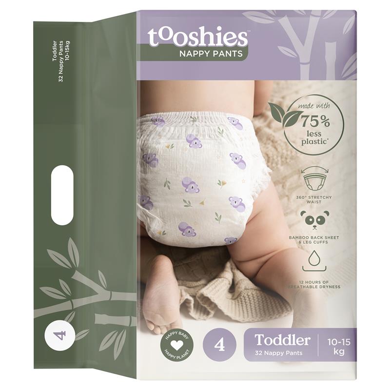 Load image into Gallery viewer, Tooshies Eco Nappy Pants Size 4 Toddler 10-15kg 32 Pack

