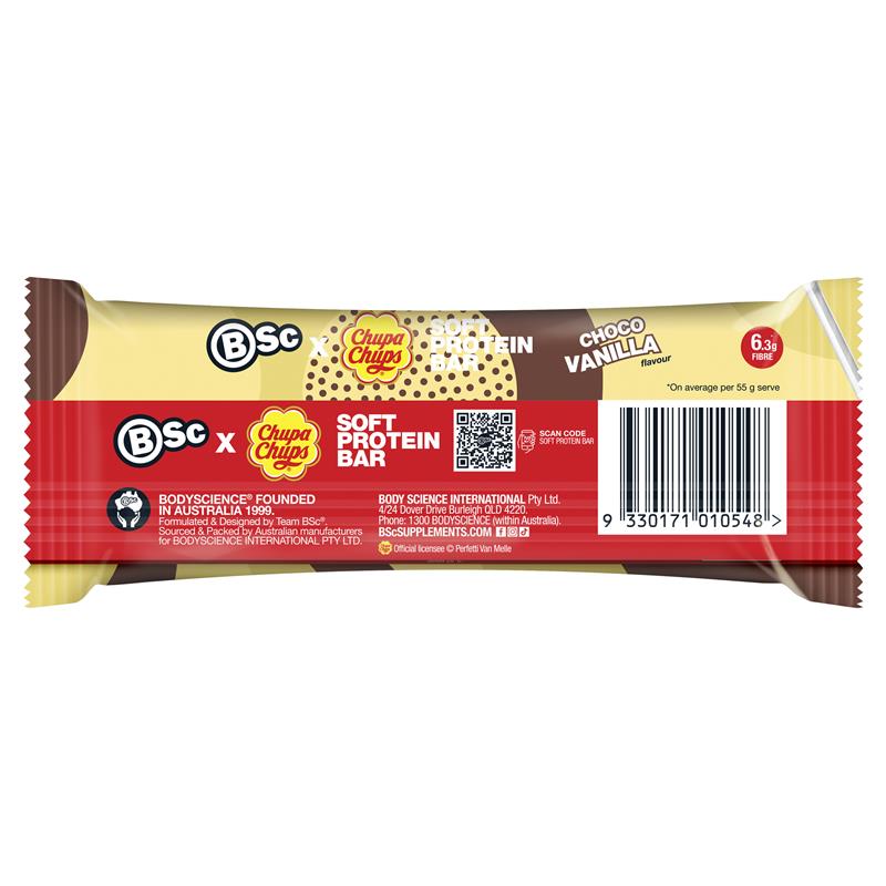 Load image into Gallery viewer, BSc x Chupa Chups Soft Protein Bar Choco Vanilla 55g
