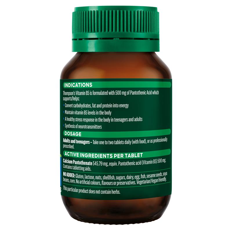 Load image into Gallery viewer, Thompson's B5 Pantothenic Acid 500mg 60 Tablets
