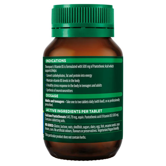 Thompson's B5 Pantothenic Acid 500mg 60 Tablets