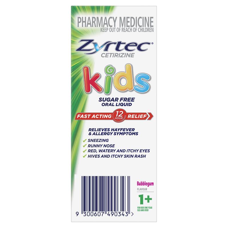 Load image into Gallery viewer, Zyrtec Kids Antihistamine Allergy &amp; Hayfever Oral Liquid Bubblegum 120ml

