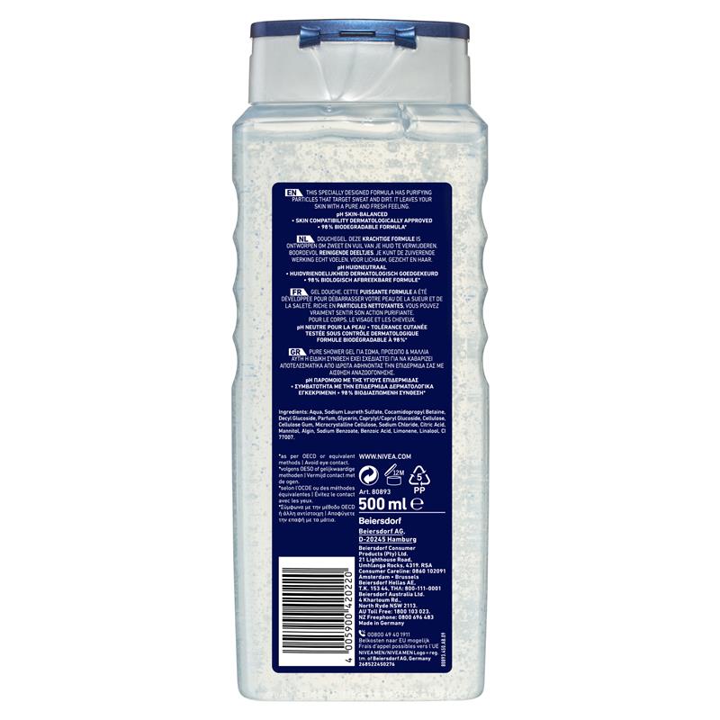 Load image into Gallery viewer, NIVEA MEN Pure Impact 3-IN-1 Shower Gel Body Wash 500ml
