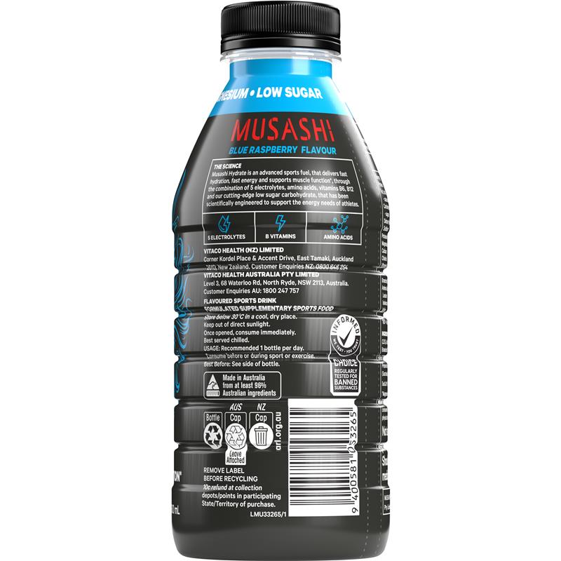 Load image into Gallery viewer, Musashi Hydrate Blue Raspberry 600ml
