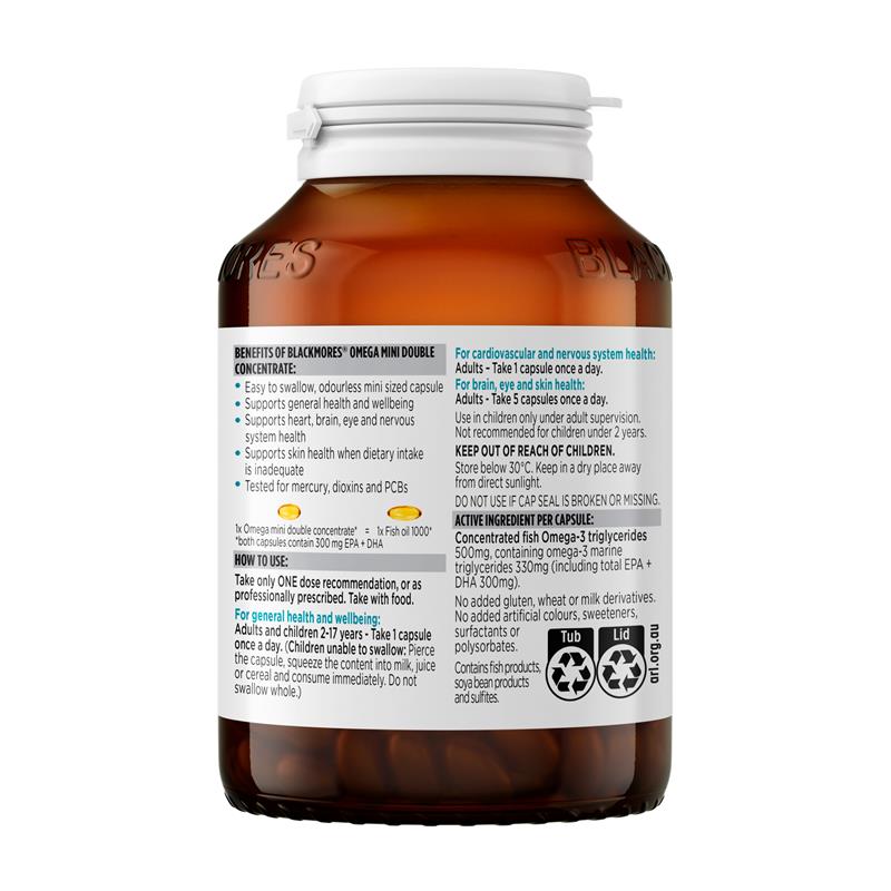 Load image into Gallery viewer, Blackmores Omega Mini Double Concentrate 200 Capsules
