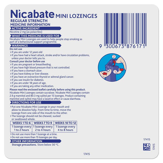 Nicabate Minis 2mg 20 Lozenges