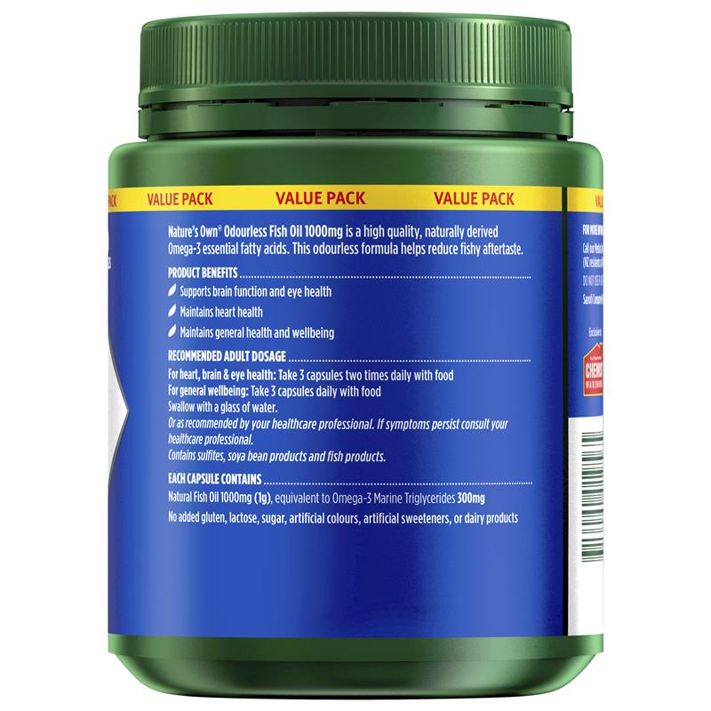 Load image into Gallery viewer, Nature's Own Odourless Fish Oil 1000mg 500 Capsules Exclusive Size
