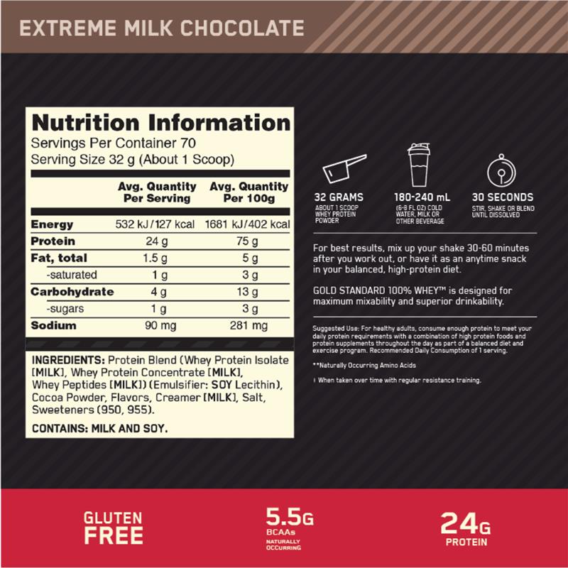 Load image into Gallery viewer, Optimum Nutrition Gold Standard 100% Whey Extreme Milk Chocolate 2.27kg
