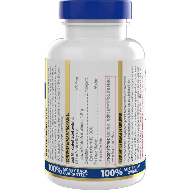 Load image into Gallery viewer, Carusos C + D + ZINC 60 Tablets
