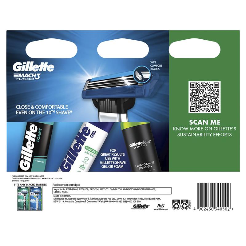 Load image into Gallery viewer, Gillette Mach 3 Turbo 3D Cartridges Value 10 Pack
