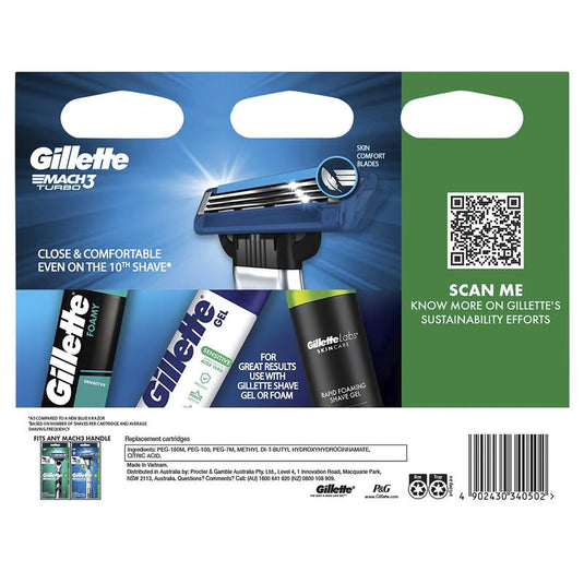 Gillette Mach 3 Turbo 3D Cartridges Value 10 Pack